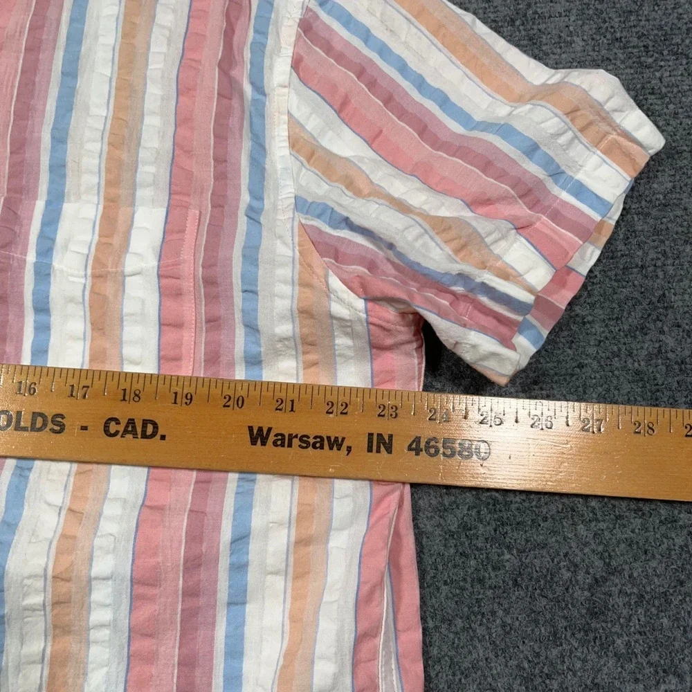 J. Crew Slim Seersucker Button Down Shirt Mens XL Striped Multi Color Beach Prep